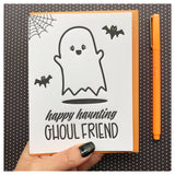 Funny Halloween Letterpress Card | Happy Haunting Ghoul Friend | kiss and punch - Kiss and Punch
