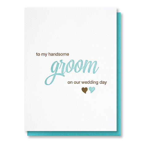 Handsome Groom Day of Wedding Letterpress Card - Kiss and Punch