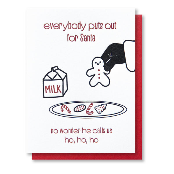 Funny Snarky Santa Cookies Holiday Letterpress Card | Ho Ho Ho | kiss and punch - Kiss and Punch