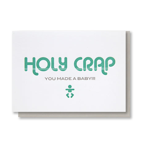 Funny Holy Crap Baby Congratulations Letterpress Card | kiss and punch - Kiss and Punch
