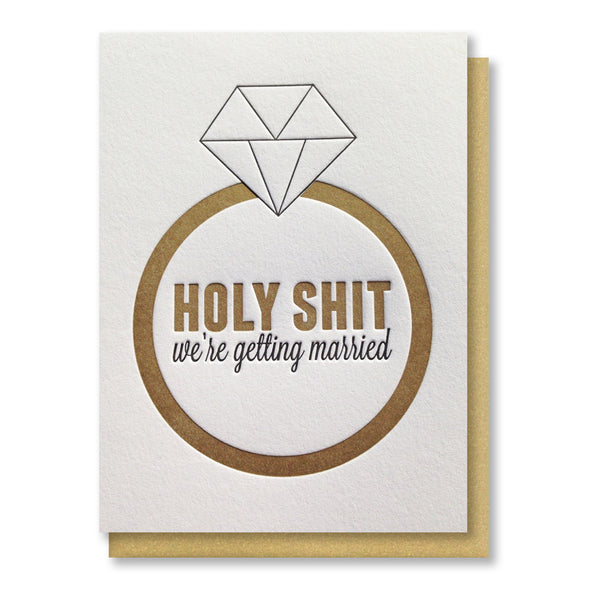 Funny We're Getting Married Letterpress Card | kiss and punch - Kiss and Punch