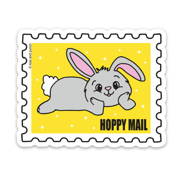 3 Inch Cute Hoppy Mail Bunny Diecut Matte Vinyl Sticker