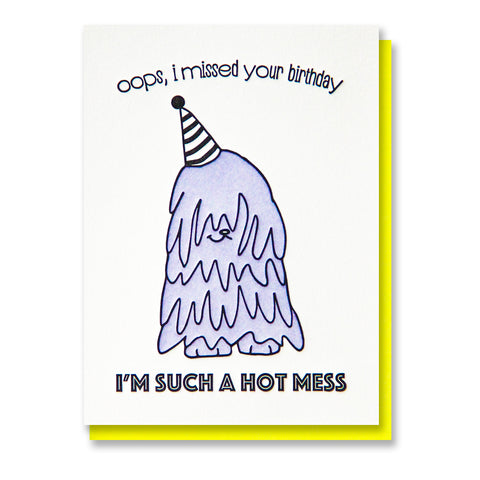 Funny Belated Letterpress Birthday Card | Mop Dog | Komondor | Hot Mess | kiss and punch - Kiss and Punch