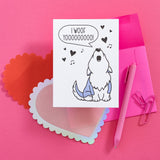 Funny Singing Howling Husky Dog Letterpress Card | I Love You | Valentine's Day