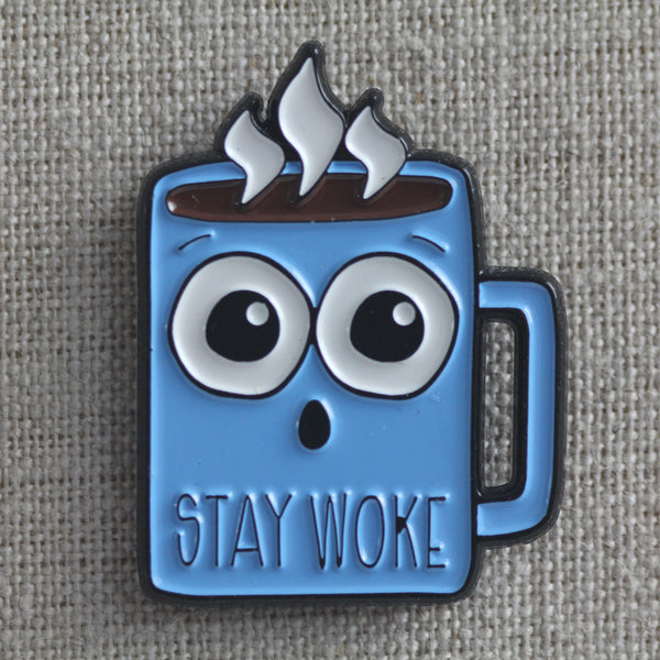 Stay Woke Coffee Pun Soft Enamel Pin | kiss and punch - Kiss and Punch