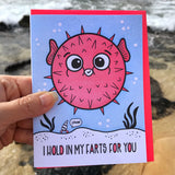 NEW! Funny Love Letterpress Card | Blowfish Hold In Farts | Valentine's Day | kiss and punch - Kiss and Punch