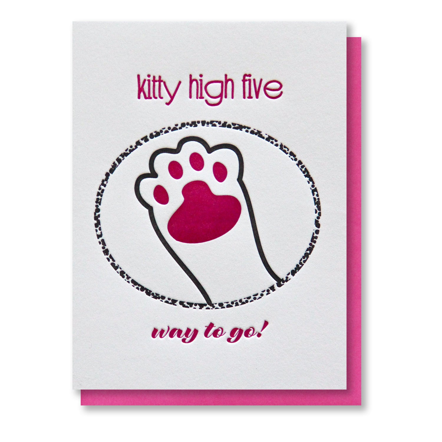 Funny Kitty High Five Congrats Letterpress Card | kiss and punch - Kiss and Punch