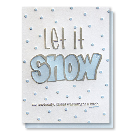 Funny Holiday Let it Snow Christmas Letterpress Card | kiss and punch - Kiss and Punch