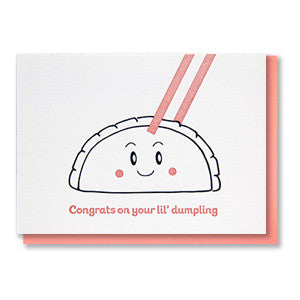 Fun Foodie Lil' Dumpling Baby Letterpress Card | kiss and punch - Kiss and Punch