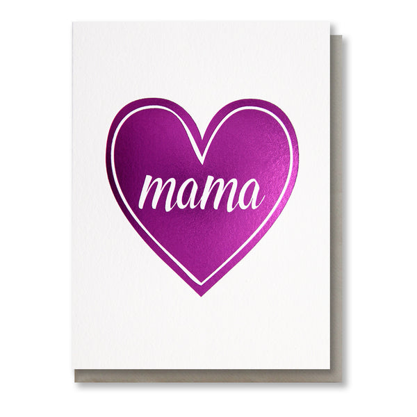 Mama Heart Magenta Foil Card | kiss and punch - Kiss and Punch