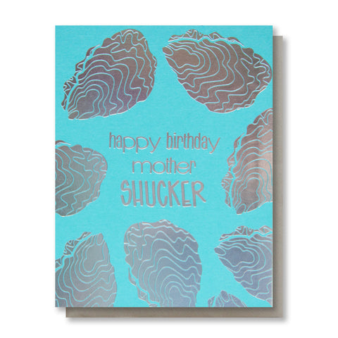 Funny Birthday Foil Card | Mother Shucker | Oysters | Rainbow Holographic | kiss and punch - Kiss and Punch