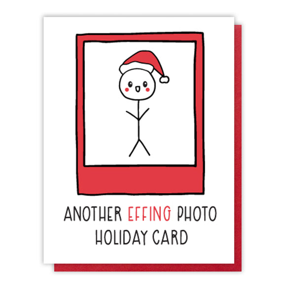 Funny Another Photo Holiday Letterpress Card | Stick Figure | kiss and punch - Kiss and Punch