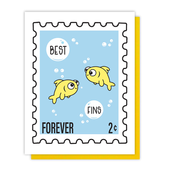 Punny Best Fins Forever Stamp Letterpress Card | Best Friends BFF