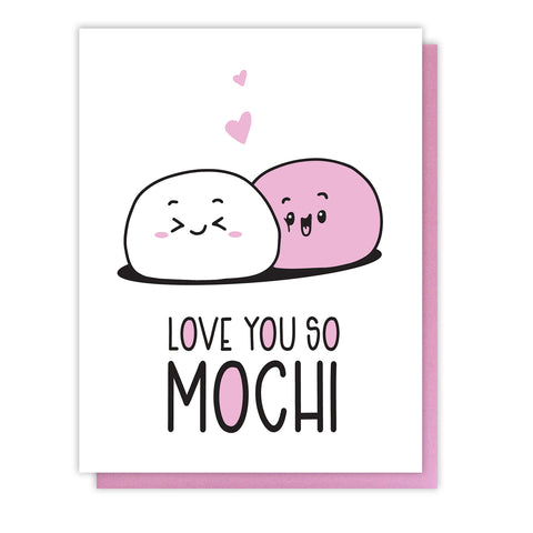 Mochi Pun Love Letterpress Card | Love You So Mochi | Valentine's Day | kiss and punch - Kiss and Punch