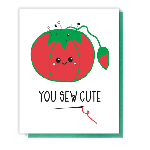 Punny You Sew Cute Letterpress Card | Valentine's Day