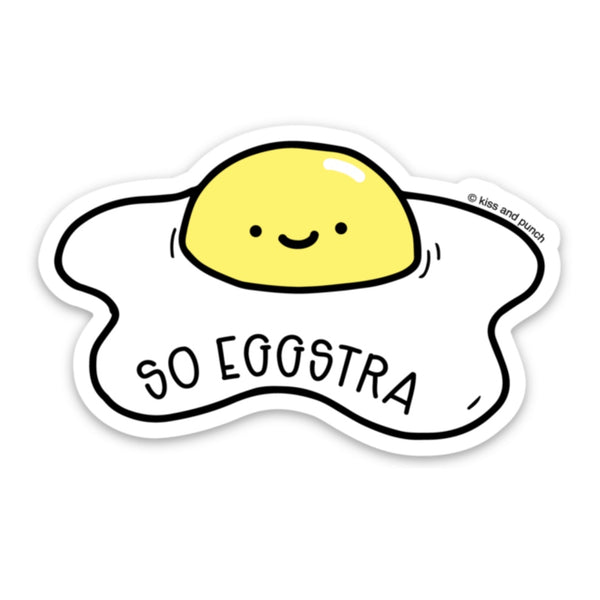 NEW! 3 Inch Punny So Eggstra Fried Egg Diecut Vinyl Sticker