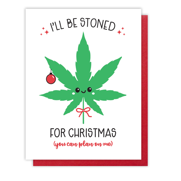 Funny Stoned for Christmas Pun Letterpress Card | kiss and punch