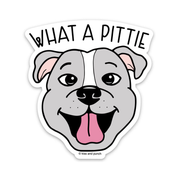 3 Inch Cute What a Pittie Dog Diecut Vinyl Sticker | kiss and punch