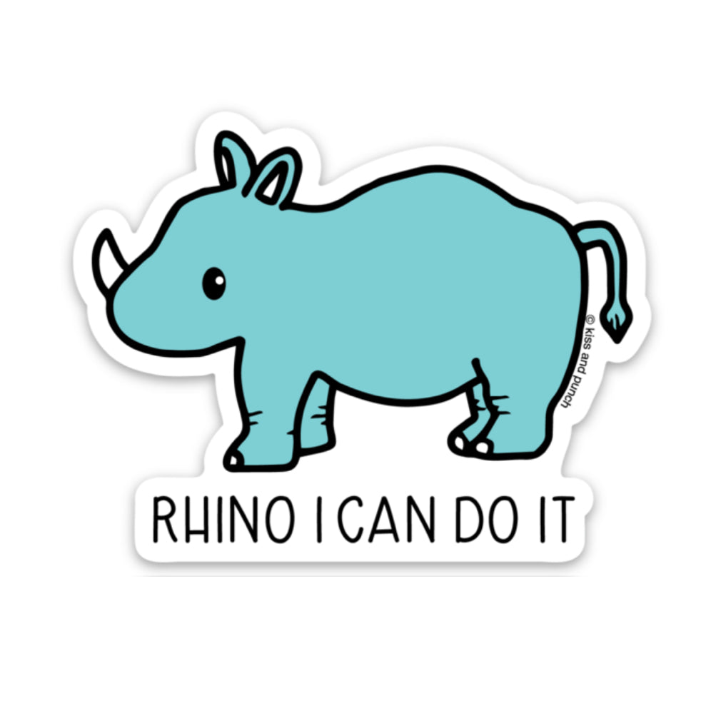 3 Inch Cute Rhino Motivation Diecut Vinyl Inspirational Sticker | kiss and punch