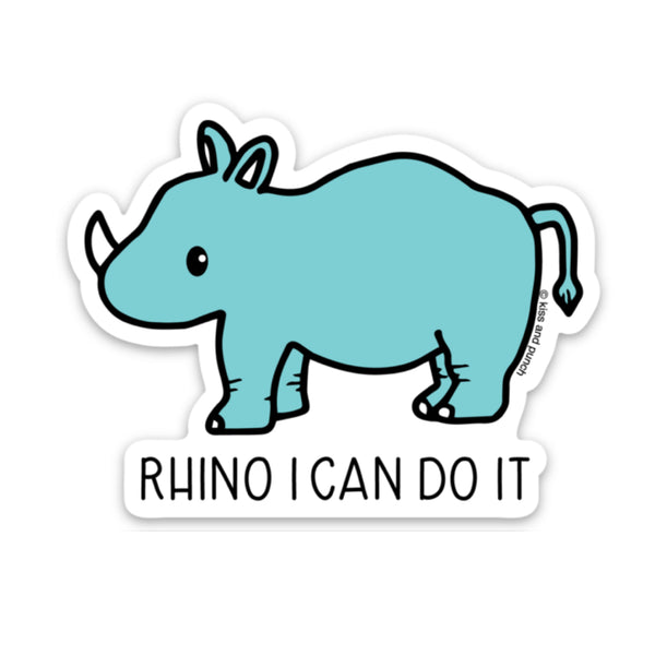 NEW! 3 Inch Cute Rhino Motivation Diecut Vinyl Inspirational Sticker | kiss and punch