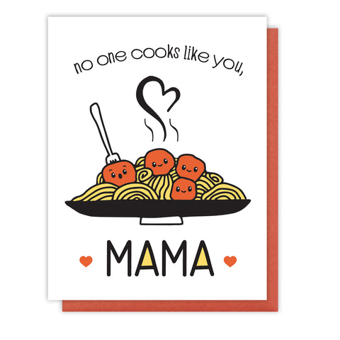 Mother's Day Letterpress Card | No One Cooks Like You Mama | kiss and punch - Kiss and Punch