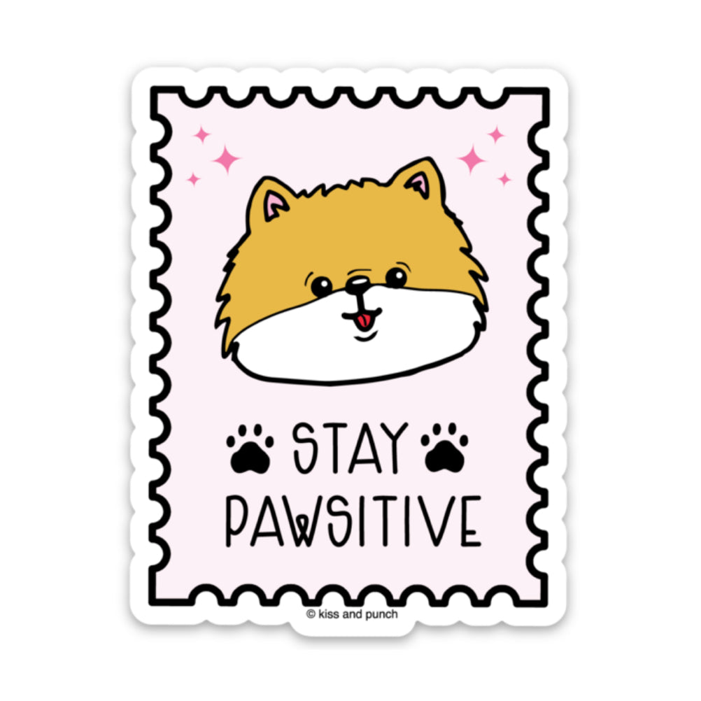 3 Inch Stay Positive Pomeranian Diecut Vinyl Sticker