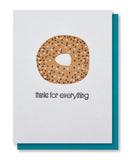 Funny Punny Everything Bagel Foodie Thanks Letterpress Card | kiss and punch - Kiss and Punch