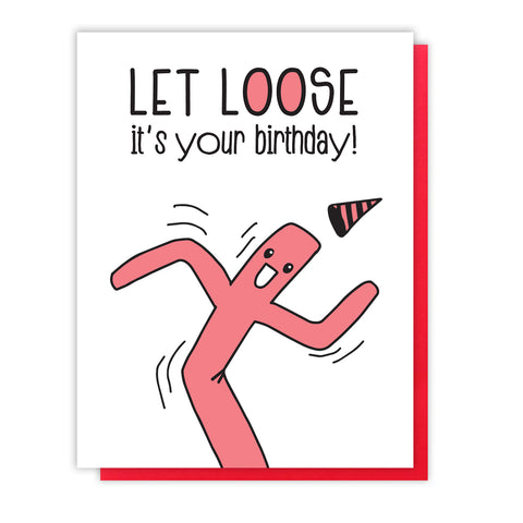 Funny Letterpress Birthday Card | Wacky Waving Inflatable Tubeman | kiss and punch - Kiss and Punch