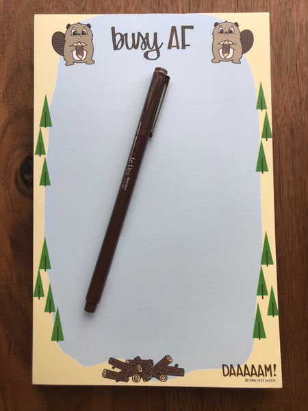 Funny Handlettered Beavers Busy AF Adulting Desk Notepad | 50 Sheets | kiss and punch - Kiss and Punch