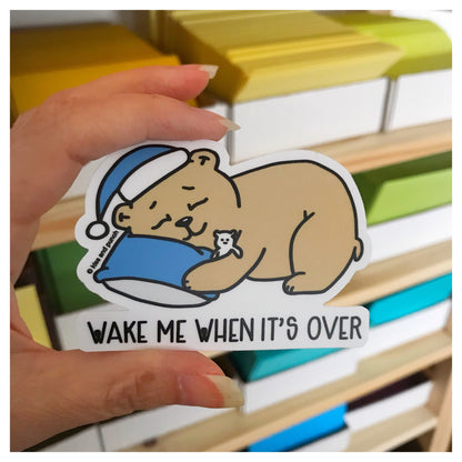 3 Inch Wake Me Bear Vinyl Sticker - Laptop Sticker - Bottle Sticker - Cute Sticker - Kiss and Punch