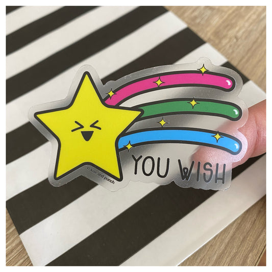 CLEAR 3 Inch You Wish Shooting Star Vinyl Sticker