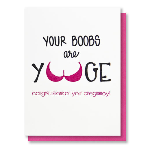 Funny Yuge Boobs | Baby Shower | Expecting Pregnancy Letterpress  Card | kiss and punch - Kiss and Punch