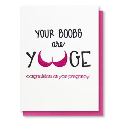 Funny Yuge Boobs | Baby Shower | Expecting Pregnancy Letterpress  Card | kiss and punch - Kiss and Punch