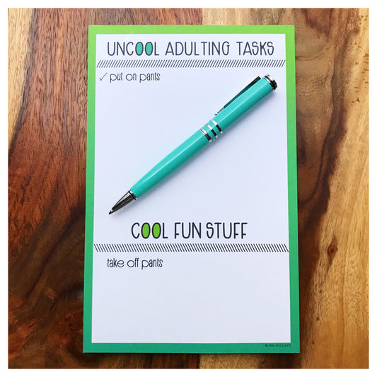 REDESIGN! Funny Handlettered Uncool Adulting Desk Notepad | 50 Sheets | kiss and punch - Kiss and Punch