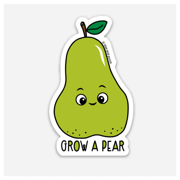NEW! 3 Inch Punny Grow a Pear Vinyl Sticker - Kiss and Punch