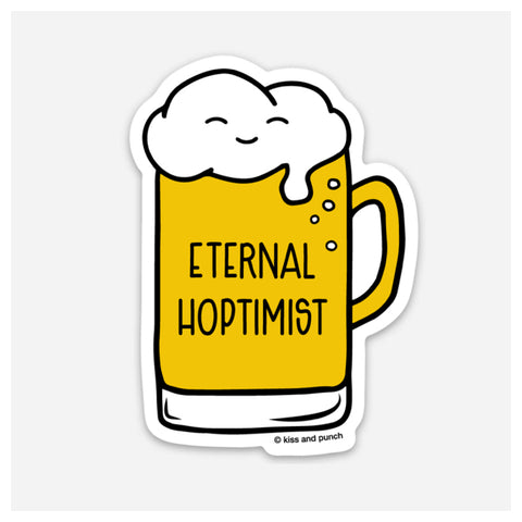 3 Inch Eternal Hoptimist Vinyl Sticker - Smiling Mug of Beer