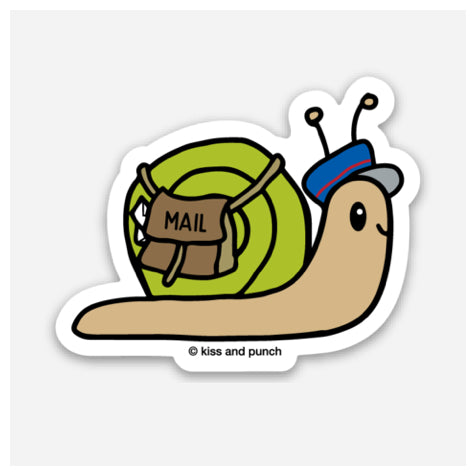 NEW! Funny 2 Inch Snail Mailman Vinyl Sticker - Kiss and Punch