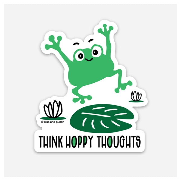 NEW! 3 Inch Punny Hoppy Thoughts Frog Vinyl Sticker - Kiss and Punch