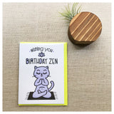Funny Cat Zen Birthday Letterpress Card | kiss and punch - Kiss and Punch