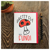 Pretty Fly for a Fungi Pun Letterpress Card | Male Men Birthday or Congrats | kiss and punch - Kiss and Punch
