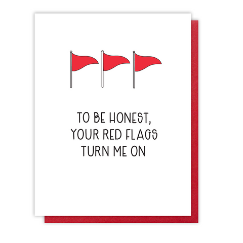 Funny Snarky Red Flag Letterpress Card | Sexy Valentine's Day