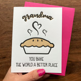 Grandma Letterpress Card | Pie Pun | Bake the World | Birthday Mother's Day | kiss and punch - Kiss and Punch